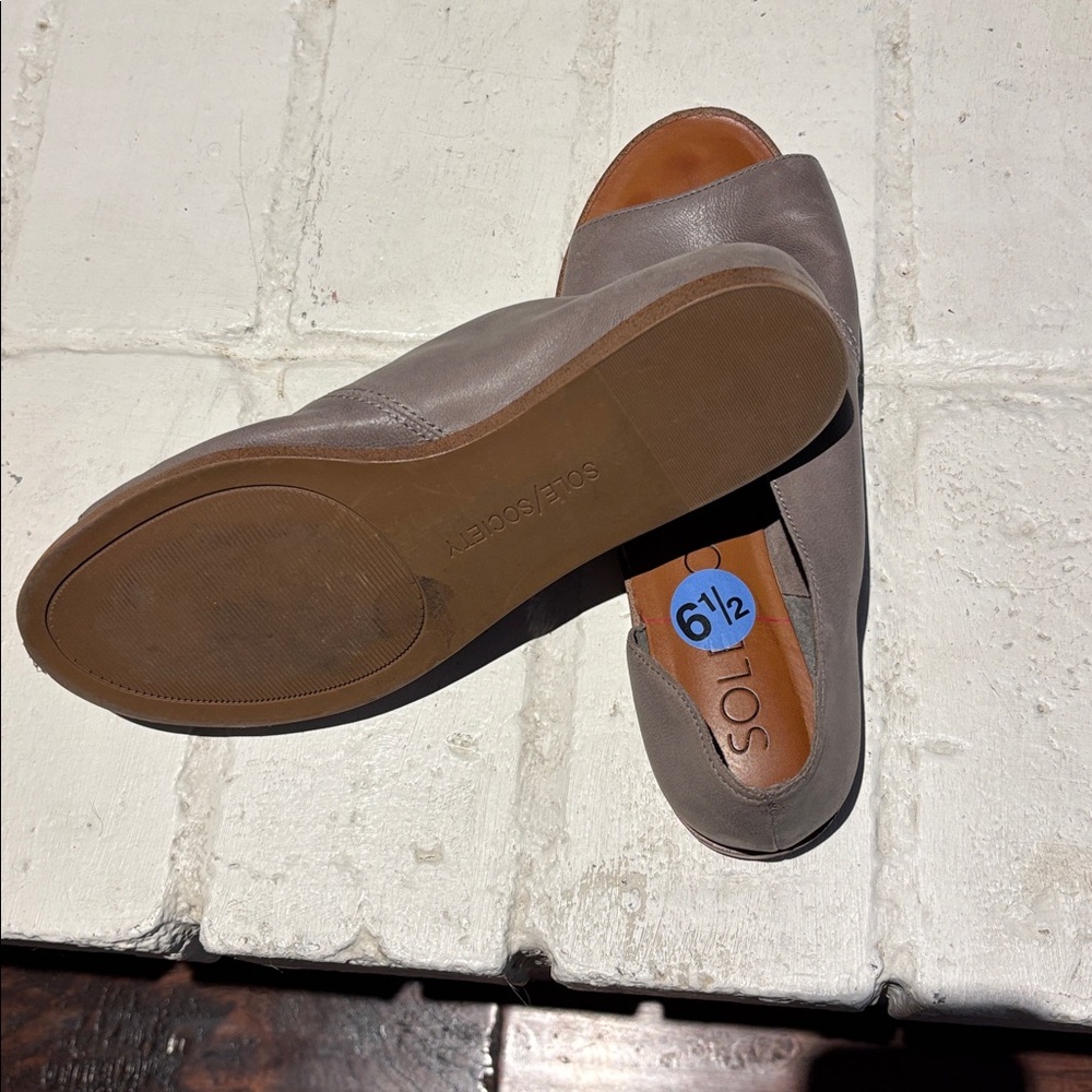 Sole Society Grey/Taupe Open-Toe Slip-On Mules - Picture 2 of 2